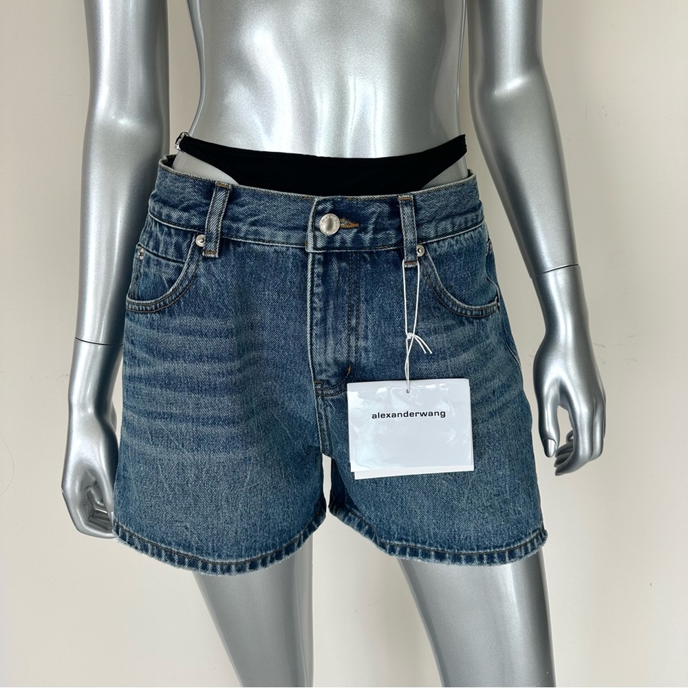 Alexander Wang Blue High Waist Denim Shorts